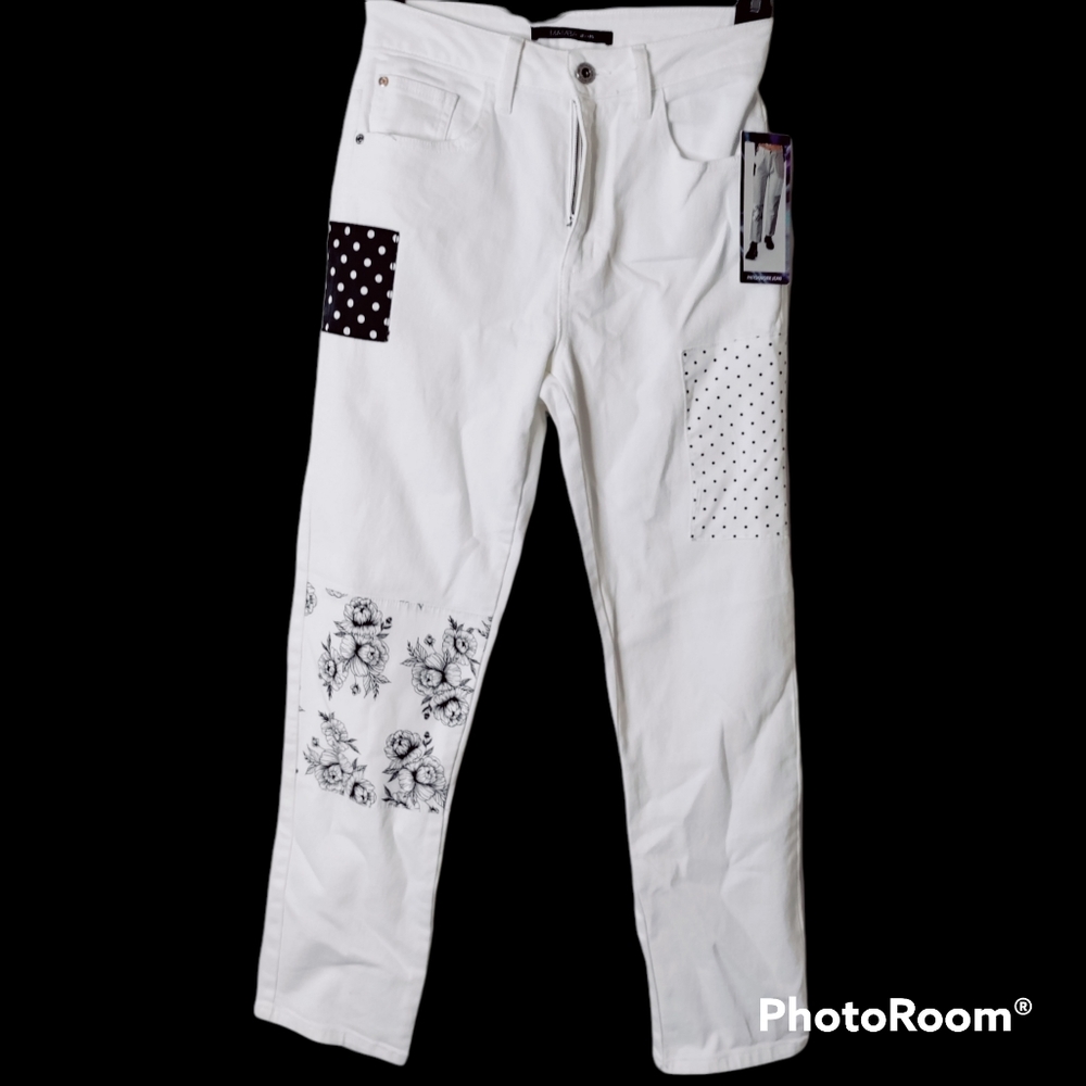 Patchwork high waist jeans